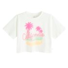 Cool Club, T-shirt dziewczęcy, crop top, biały