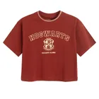 Cool Club, T-shirt dziewczęcy, crop top, bordowy, Harry Potter