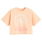 Cool Club, T-shirt dziewczęcy, crop top, pomarańczowy