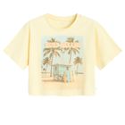 Cool Club, T-shirt dziewczęcy, crop top, żółty