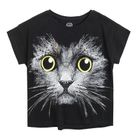 Cool Club, T-shirt dziewczęcy, czarny, kot
