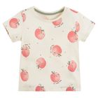 Cool Club, T-shirt dziewczęcy, ecru, jabłka