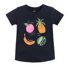 Cool Club, T-shirt dziewczęcy, granatowy, owoce