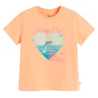 Cool Club, T-shirt dziewczęcy, pomarańczowy fluo