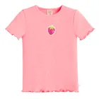 Cool Club, T-shirt dziewczęcy, prążkowany, różowy