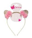 Coralico, opaska z uszkami i kwiatkami