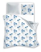 Cottage Home, 2-częściowy komplet pościeli bawełnianej, kwiaty chabry, 140-200 cm