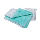 Cottolare, 2-częściowy komplet pościeli dziecięcej Minky, miętowy-serca szare, 75-100 cm