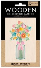 Cozywood, karnet drewniany C6 + koperta, Bukiet kwiatów