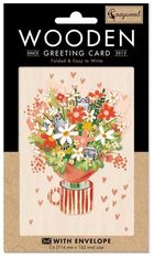 Cozywood, karnet drewniany C6 + koperta, Bukiet z kotami