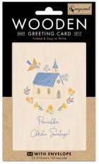 Cozywood, karnet drewniany C6 + koperta Chrzest Gołąb