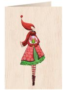 Cozywood, Święta, Kobieta, karnet drewniany C6 + koperta