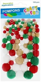 Craft With Fun, pompony dekoracyjne, 100 szt.
