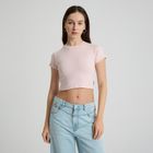 Crop top prążkowany z domieszką modalu NOWEAR