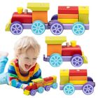Cubika, tęczowy pociąg, klocki drewniane
