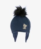 Czapka chłopięca, granatowa, miś, pompon, Iltom