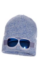 Czapka chłopięca, niebiesko-szara, Ambra