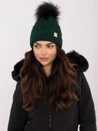 Czapka damska z wełną, zielona, Rue Paris