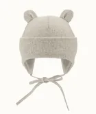 Czapka dziecięca, wiązana, prążkowana, beżowa, Iltom