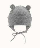 Czapka dziecięca, wiązana, prążkowana, szara, Iltom