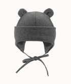 Czapka dziecięca, wiązana, prążkowana, szara, Iltom