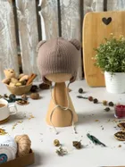 Czapka dziecięca, wiązana, sweterkowa, brązowa, Iltom