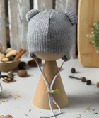 Czapka dziecięca, wiązana, sweterkowa, szara, Iltom