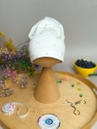 Czapka dziewczęca, prążkowana, ecru, Iltom