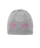 Czapka dziewczęca, szara melanż, grochy, Döll