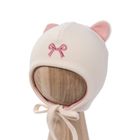 Czapka dziewczęca, wiązana, ecru, Eevi