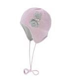 Czapka dziewczęca, wiązana, jasnoróżowa, królik, Döll