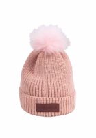 Czapka dziewczęca z pomponem, beżowa, Yoclub