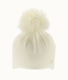 Czapka dziewczęca z pomponem, ecru, Iltom