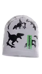 Czapka wiosenna chłopięca, jasnoszara, dinozaury, Ambra