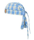 Czapka z chustką chłopięca, niebieska, kratka, Döll
