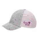 Czapka z daszkiem dziewczęca, szaro-różowa, serduszka, Döll