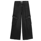 Czarne spodnie jeansowe cargo wide Cool Club