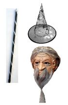 Czarnoksiężnik, zestaw, maska, kapelusz, różdżka
