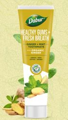 Dabur, Zdowe dziąsła + świeży oddech, pasta do zębów z organicznym imbirem i miętą, 100 ml