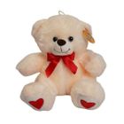 Deef, Miś, maskotka, kremowy z czerwoną kokardką