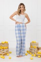 Dół od piżamy damski, niebieski, Mika, Italian Fashion