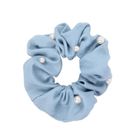 Donegal, gumka, scrunchie jeans z perełkami