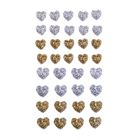 DP Craft, kryształki samoprzylepne, serduszka, złote i srebrne, 36 szt.