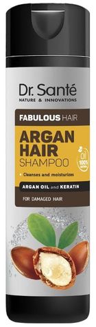 Dr. Sante, Argan Hair, szampon oczyszczająco-nawilżający z olejem arganowym i keratyną, 250 ml