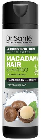 Dr. Sante, Macadamia Hair, szampon do włosów osłabionych z olejem makadamia i keratyną, 250 ml