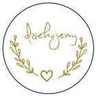 Dziękujemy, ozdobne naklejki, okrągłe, złota gałązka