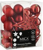 Edelman, Mica, bombka dekoracyjna, plastikowa bezpieczna, czerwony, 40 szt.