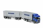 Emek, Scania, ciężarówka z plandeką i przyczepą, model, niebieski