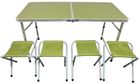 Enero Camp, stolik turystyczny, składany, kempingowy, 120-60-70/62/55 cm + krzesła, zielone, 4 szt.