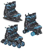 Enero, łyżworolki wrotki łyżwy, 3w1, black-blue, rozmiar 30-33